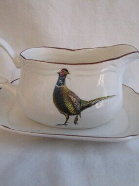 Stanhome Exclusive Handcrafted Pheasant Gravy Dish With Under Plate